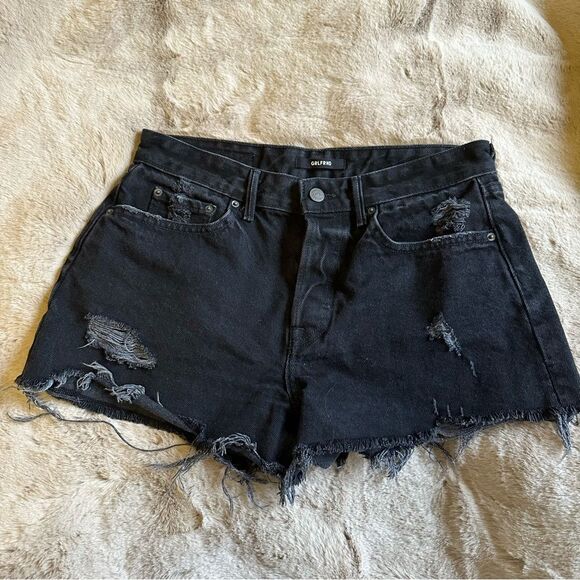 GRLFRND black denim 100% cotton distressed shorts - Picture 4 of 9